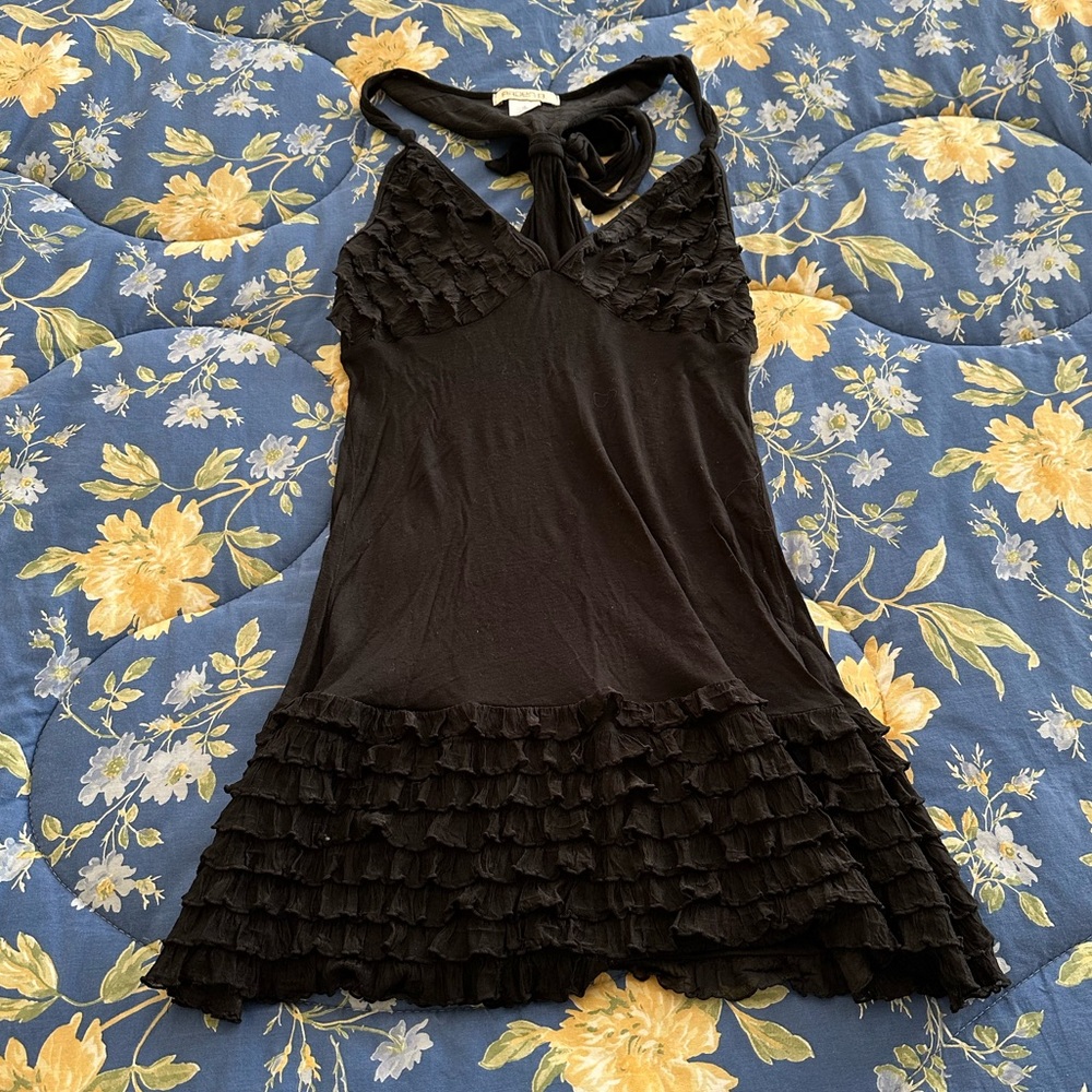 Arden B Black Ruffled Halter Tank Dress